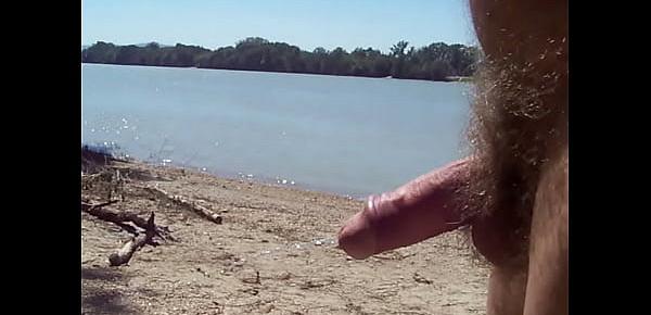  Pissing on river side with hard dick by fjoy